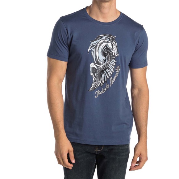 Roberto Cavalli Pegasus graphic T-shirt in blue